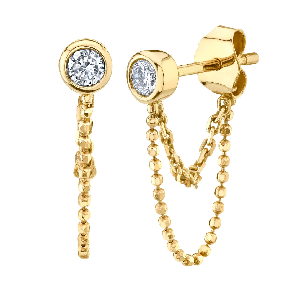 Double Chain Bezel Earring - Bianca Milov Jewelry